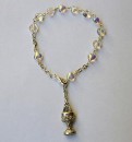 First Communion Rosary Bracelet with heart shaped beads