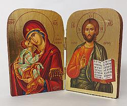 Diptych - Christ Blessing/Virgin and Child - 13 x 9.5 cm