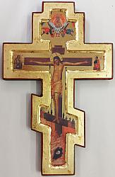 Greek wooden carved icon crucifix - 19 x 28 cm