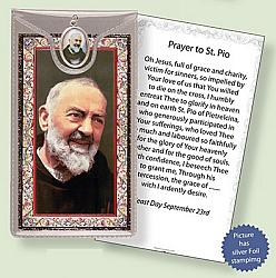 St Pio Picture Medal with Prayer Card
