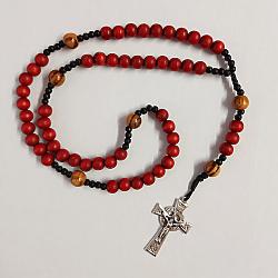 Wood Hand-knotted Rosary - Red/Natural