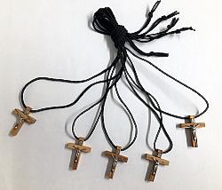 Olivewood crucifix on cord x 5
