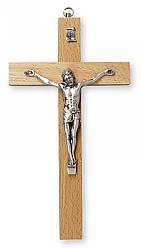 Wood Crucifix - 8 inch wall mounted