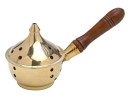 Brass hand censer with wood handle - 17 cm
