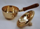 Brass hand censer with wood handle