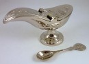 Nickel plated Brass incense boat with spoon