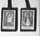 Black Wool Scapular - with Our Lady of Mount Carmel/Sacred Heart
