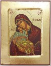 Virgin of Tenderness wooden carved icon - 14 x 18 cm
