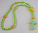 Wood rosary - green/orange with free pouch