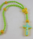 Wood rosary - green/orange with free pouch
