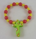 Wood rosary bracelet - yellow/pink with free pouch
