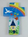 Painted Wood Cross - Church bell