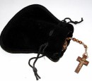 Imitation Suede rosary purse - large black