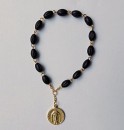 Holy Face Chaplet - black textured wood beads