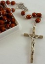 Wood Rosary - Brown oval beads