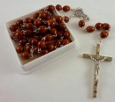 Wood Rosary - Brown oval beads