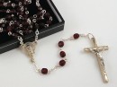 Glass Rosary - garnet - silver plated