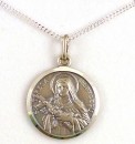 St Therese sterling silver medal with chain