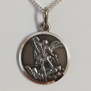 St Michael sterling silver medal with chain