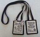 100% Brown Wool Scapular - double fabric - medium cord - with medals