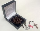 Brown wood chain rosary - small beads - extra strong