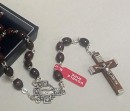 Brown wood chain rosary - small beads - extra strong