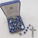 Glass Rosary Beads with filigree caps - blue