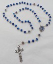 Glass Rosary Beads with filigree caps - blue