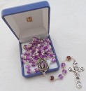 Glass Rosary Beads with filigree caps - purple