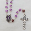 Glass Rosary Beads with filigree caps - purple