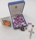Glass Rosary Beads with filigree caps - purple