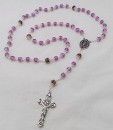 Glass Rosary Beads with filigree caps - purple