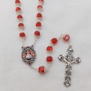 Glass Rosary Beads with filigree caps - ruby