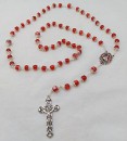 Glass Rosary Beads with filigree caps - ruby