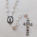 Glass Rosary Beads with filigree caps - white