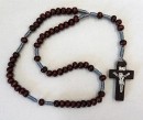 Corded Rosary - Brown wood beads x 12