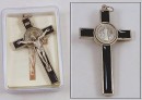 St Benedict Enamel Cross - Black - 3 inch