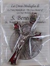 Pocket sized Enamelled St Benedict Cross - 2 inch - Red