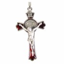 Pocket sized Enamelled St Benedict Cross - 2 inch - Red