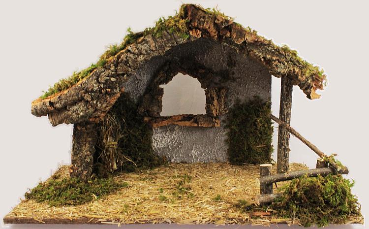 Wood Nativity Stable Medium Large, Wooden Nativity Stable