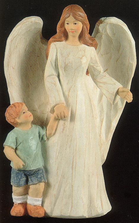 Angel with Boy - faux wood