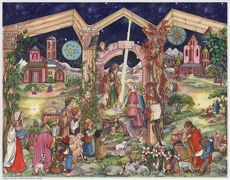 Large Advent Calendar Manger Scene 
