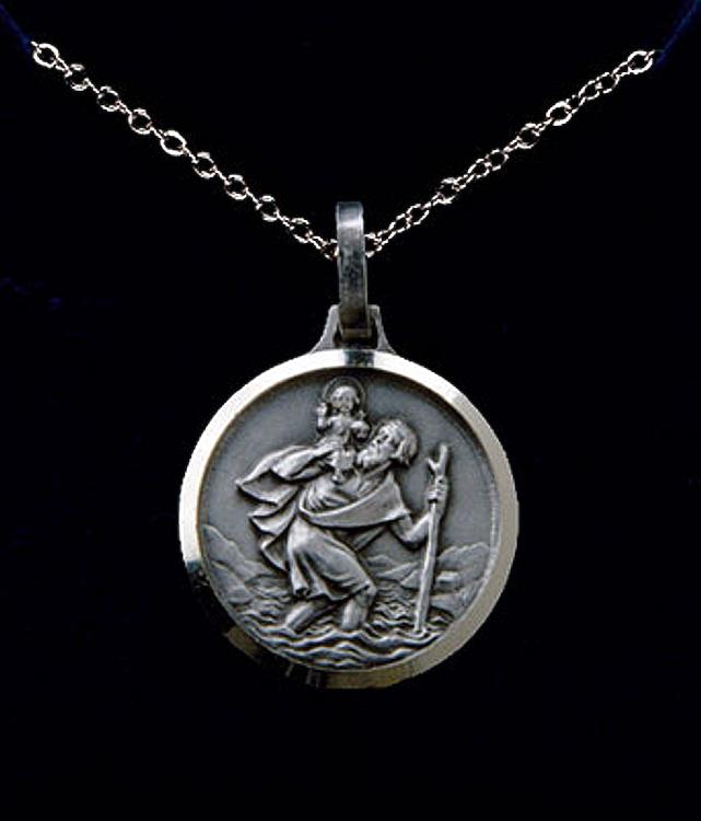 St Christopher medal - silver-plated medal