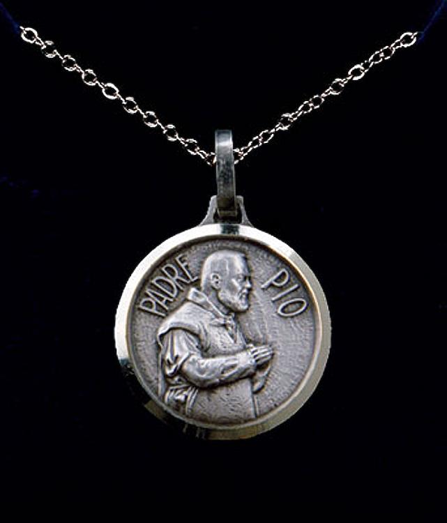 St Pio medal - silver-plated medal