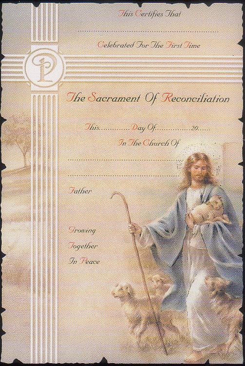 Confession Certificate - Good Shepherd x 12