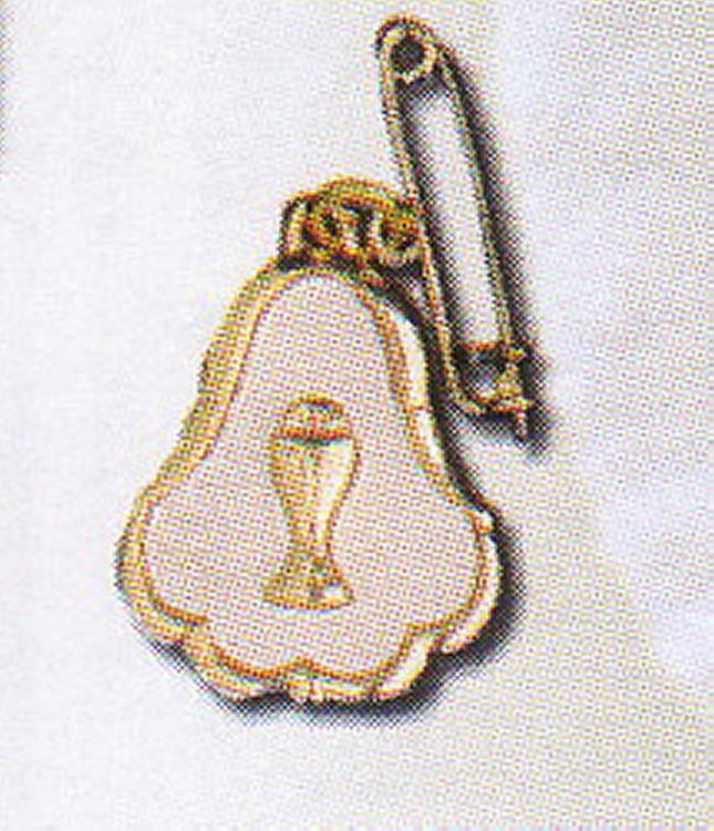 Brass Pearl Communion Brooch