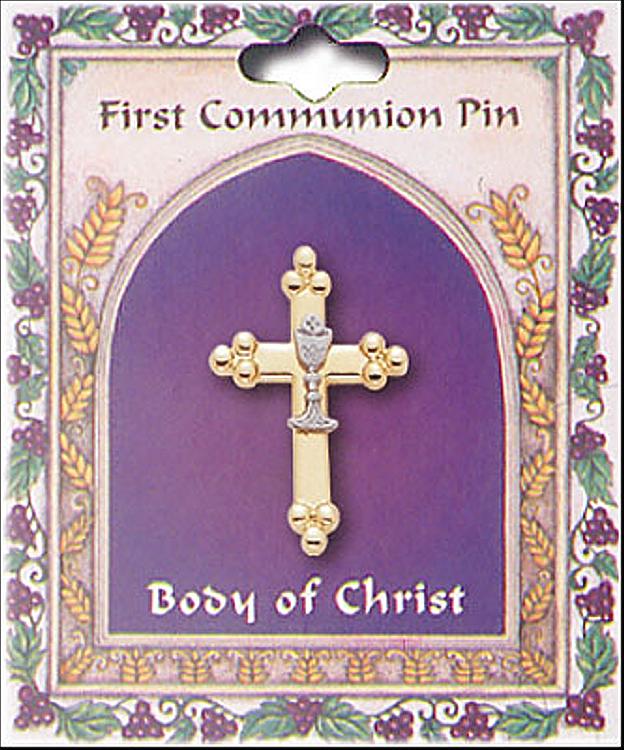 First Communion Crucifix/chalice brooch/lapel pin