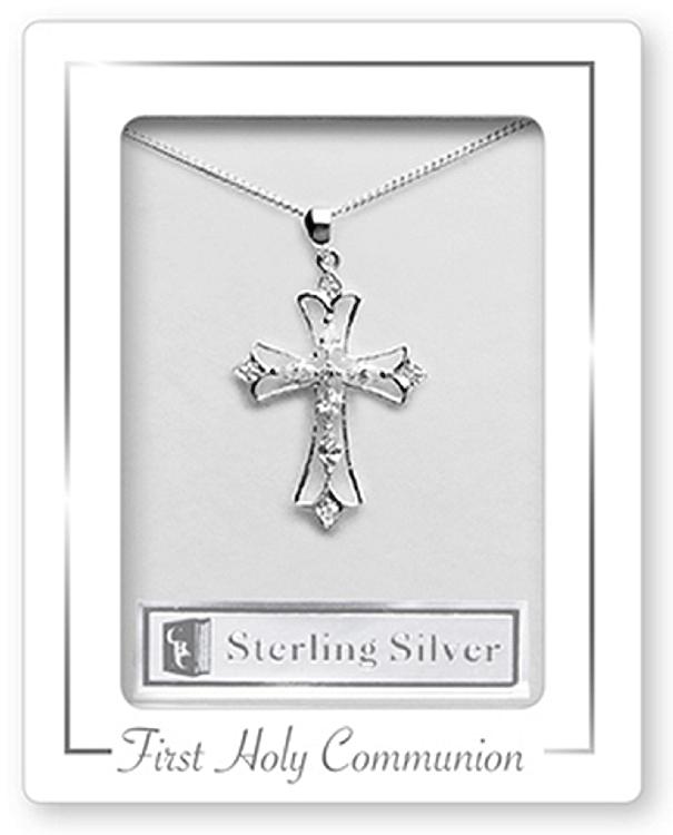First Holy Communion filigree cross - silver