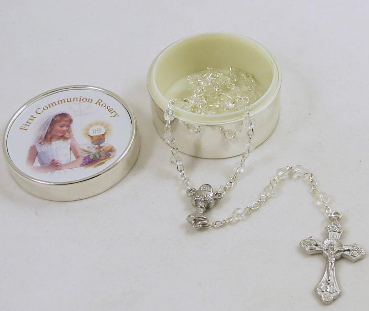 Girl First Holy Communion Rosary - clear