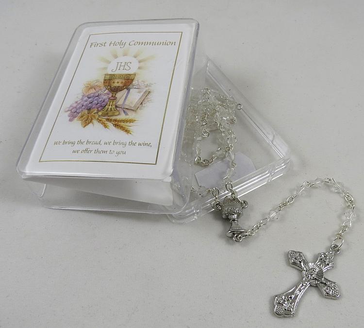 First Holy Communion Rosary - glass crystal